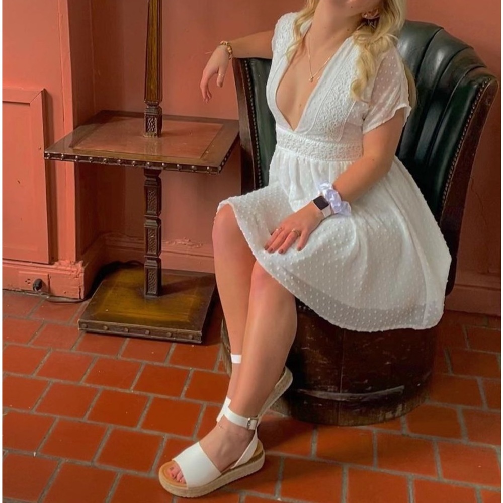 White low v dress